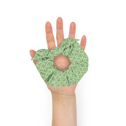 Green Flowers Recycled Scrunchie