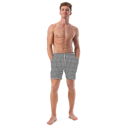 Black and White Geometric Men's Recycled Swim Trunks